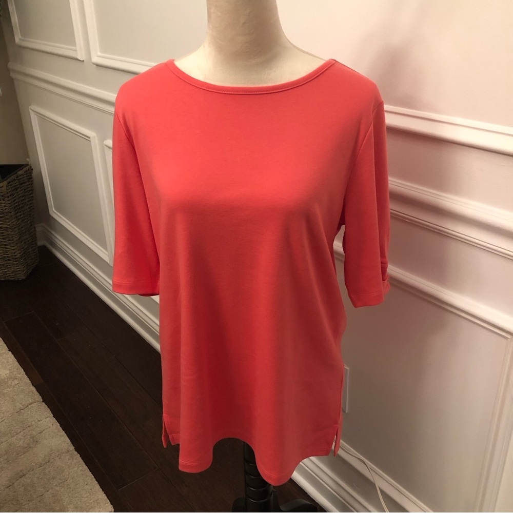 Quacker Factory Coral Top Elbow Length Sleeves w/ Grommet Detail - Size …